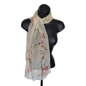 Laura Ashley Floral Sheer Scarf Rose Floral Print 59" Womens Accessory Cottage